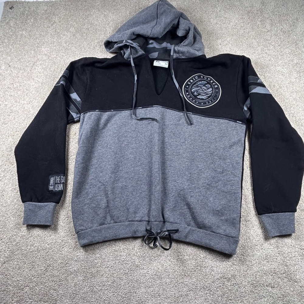 Eric Church Heart & Soul Tour Hoodie Men Medium Black Gray Camo Concert Pullover